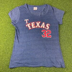Texas Rangers Josh Hamilton 32 Single Stitch T Shirt Womens MLB Scoop Neck